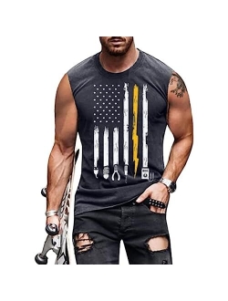 Ytboerly 4th of July American Flag Patriotic Tank Top Shirts Mens Air Force Flyover Muscle Sleeveless Graphic Gym Workout Shirt