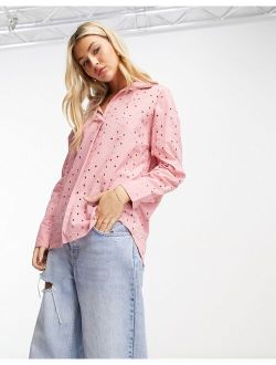 Only eyelet shirt in pink