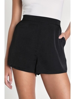 Extra Love Blue Satin High-Waisted Shorts