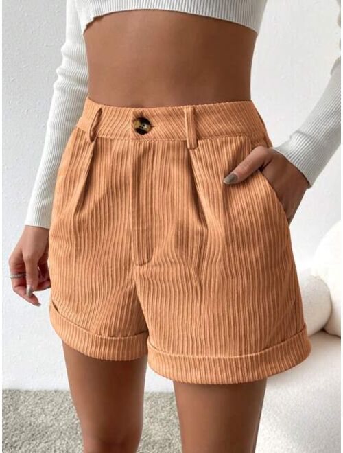 SHEIN Unity Slant Pocket Roll Up Hem Shorts