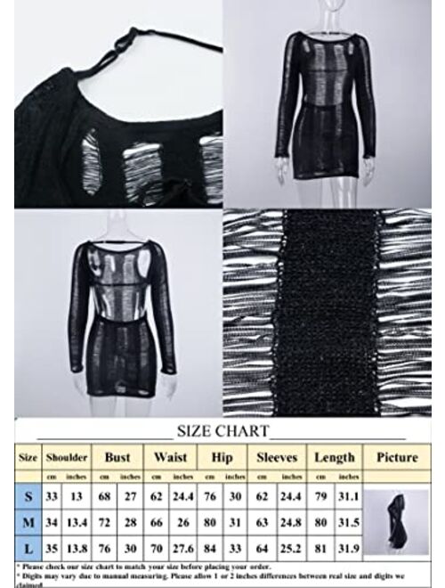 Pdxnyxx Long Sleeve Dress for Women Sexy Y2k Dress Bodycon Dresses for Women Sexy Dresses for Women