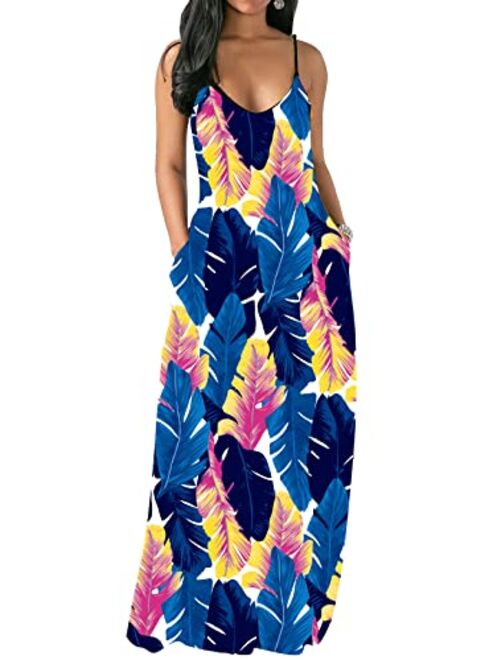 vunahzma Womens Casual Sleeveless Plus Size Loose Long Maxi Dress with Pockets