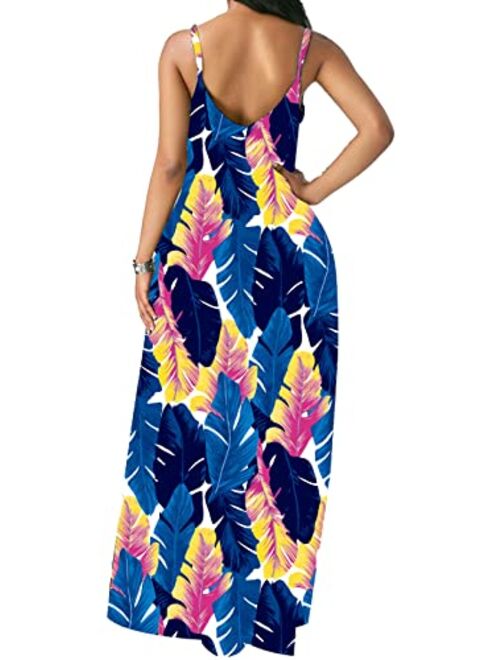 vunahzma Womens Casual Sleeveless Plus Size Loose Long Maxi Dress with Pockets