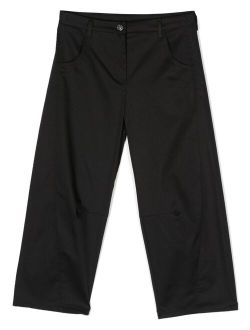 cotton-blend straight-leg trousers