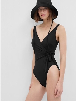 Recycled Wrap Front One-Piece Swimsuit