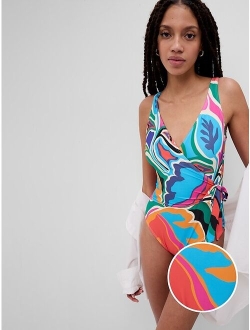 Recycled Wrap Front One-Piece Swimsuit