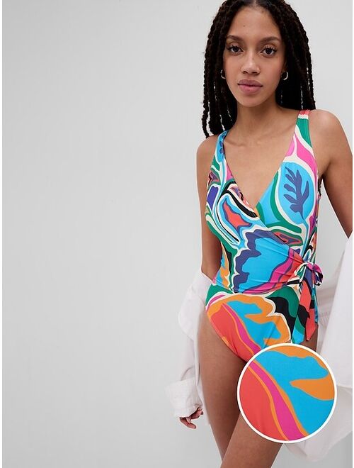 Gap Recycled Wrap Front One-Piece Swimsuit