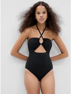 Recycled Halter One-Piece Swimsuit