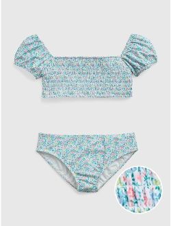 Kids Recycled Puff Sleeve Swim Two-Piece