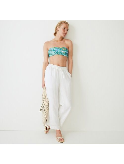 J.Crew Ruched bandeau bikini top in aqua blooms