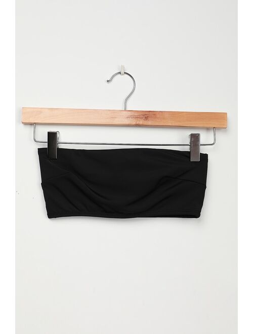 Lulus Do Ya Thang Black Bandeau Bikini Top