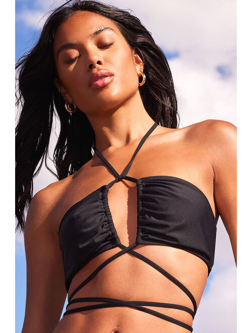 Lulus Beachy Behavior Black Crisscross Bikini Top