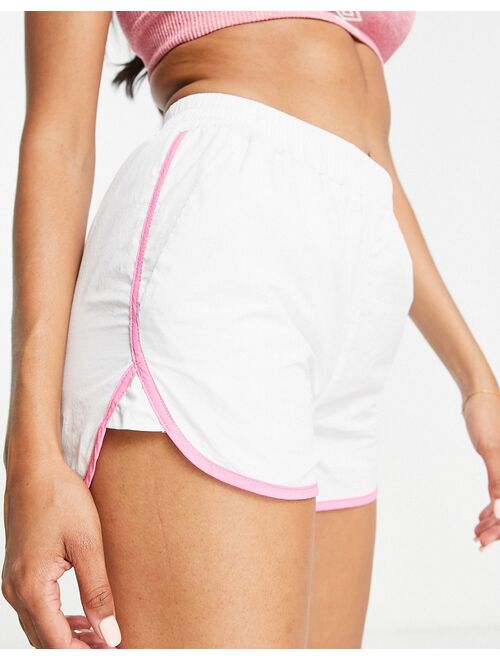 Daisy Street Active woven runner shorts in white