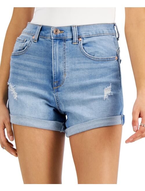 CELEBRITY PINK Juniors' 4" High-Rise Curvy Denim Shorts