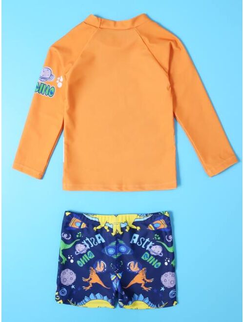 Toddler Boys Dinosaur Print Swimsuit