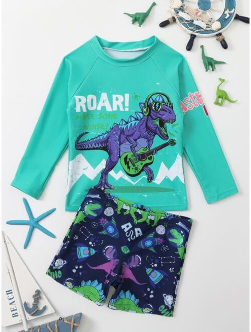 Toddler Boys Dinosaur Print Swimsuit