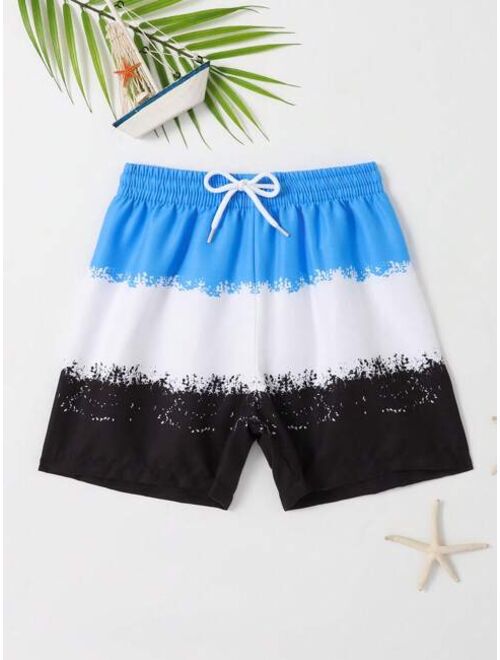 Toddler Boys Colorblock Drawstring Waist Swim Shorts