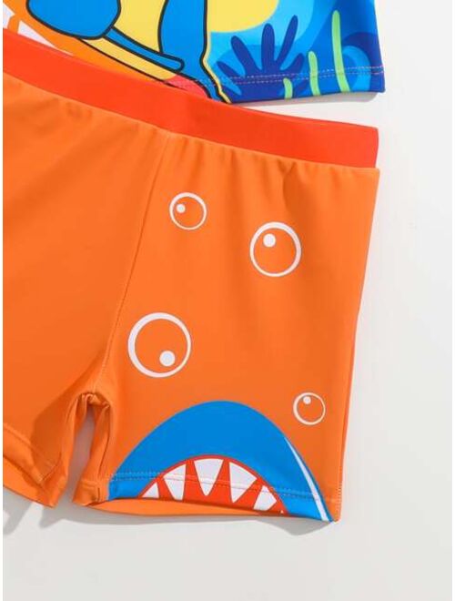 Toddler Boys Cartoon Graphic Beach Swimsuit