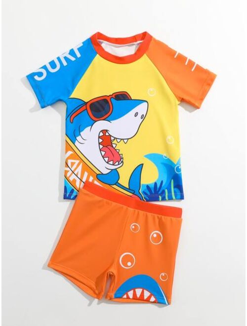 Toddler Boys Cartoon Graphic Beach Swimsuit