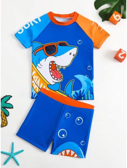 Toddler Boys Cartoon Graphic Beach Swimsuit