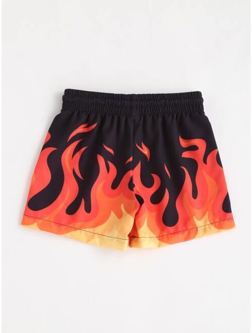 Toddler Boys Fire Pattern Swim Shorts