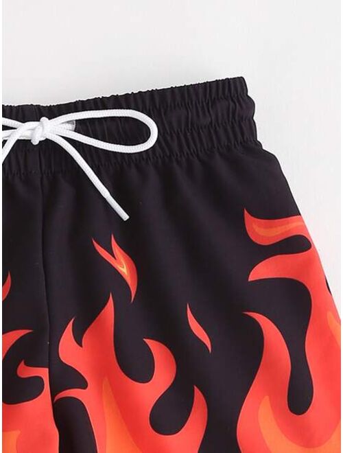 Toddler Boys Fire Pattern Swim Shorts