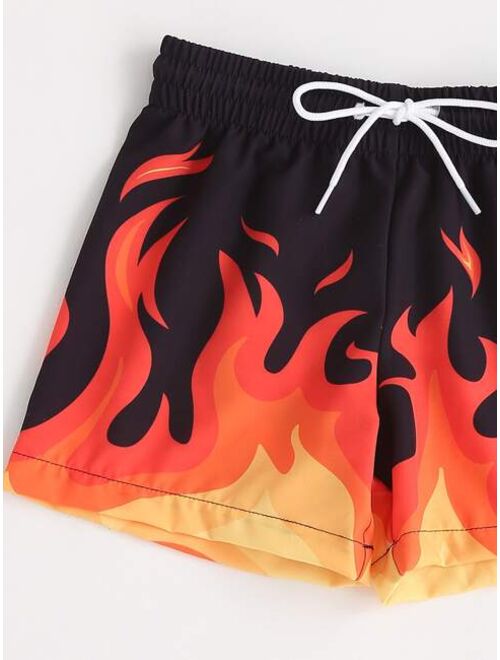 Toddler Boys Fire Pattern Swim Shorts