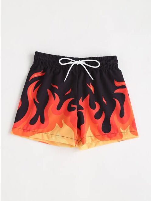 Toddler Boys Fire Pattern Swim Shorts