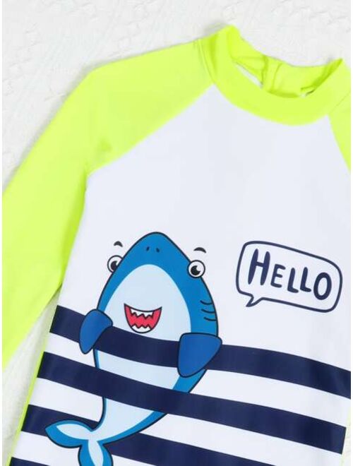 Toddler Boys Cartoon Shark Zip Front One Piece Swimsuit