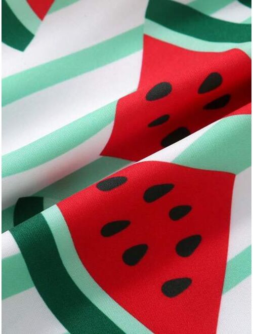 Toddler Boys Watermelon Print Drawstring Waist Swim Shorts