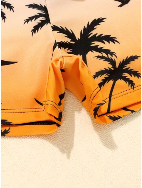 Toddler Boys Coconut Tree Print Beach Swimsuit