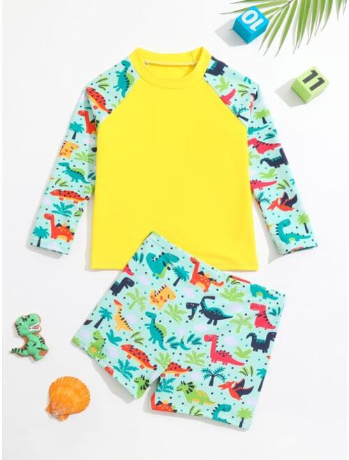 Toddler Boys Dinosaur Print Beach Swimsuit