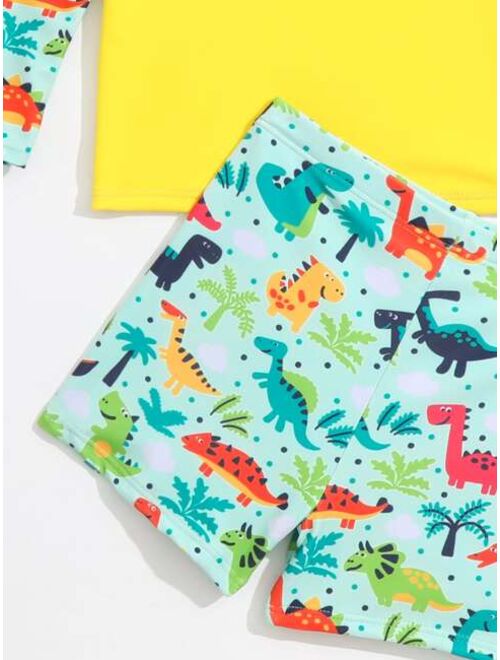 Toddler Boys Dinosaur Print Beach Swimsuit