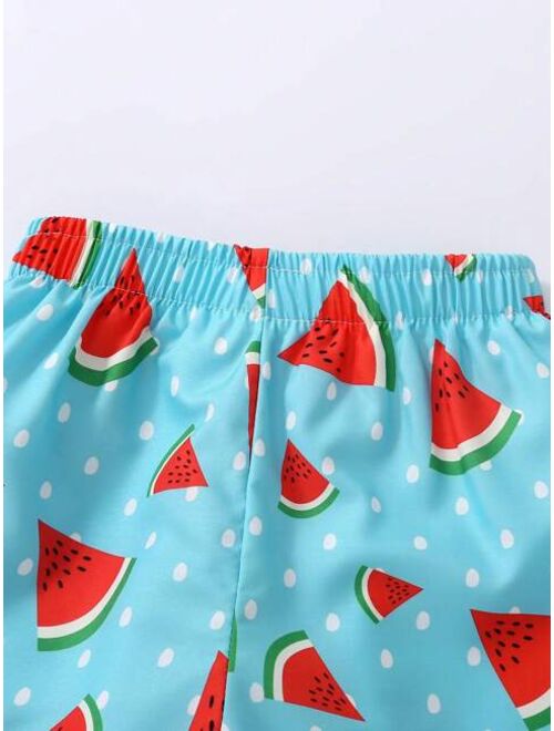 Toddler Boys Watermelon Print Beach Swimsuit