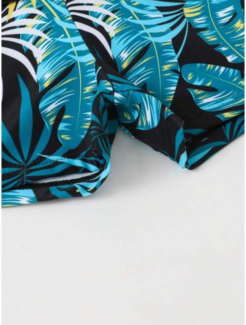 Toddler Boys Tropical Print Beach Swimsuit