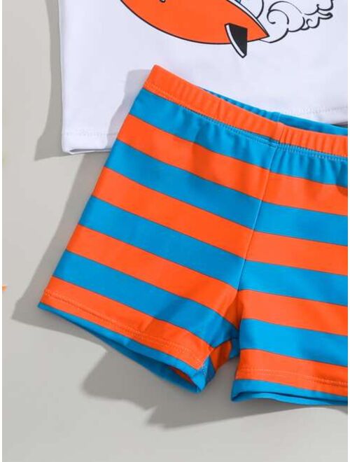 Toddler Boys Cartoon Letter Graphic Swimsuit