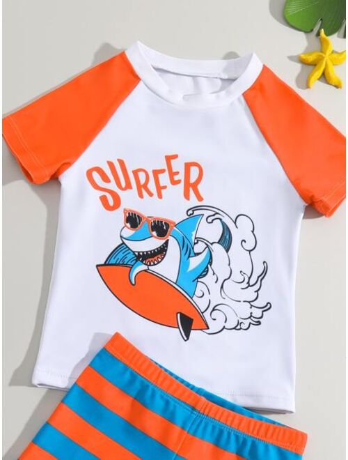 Toddler Boys Cartoon Letter Graphic Swimsuit