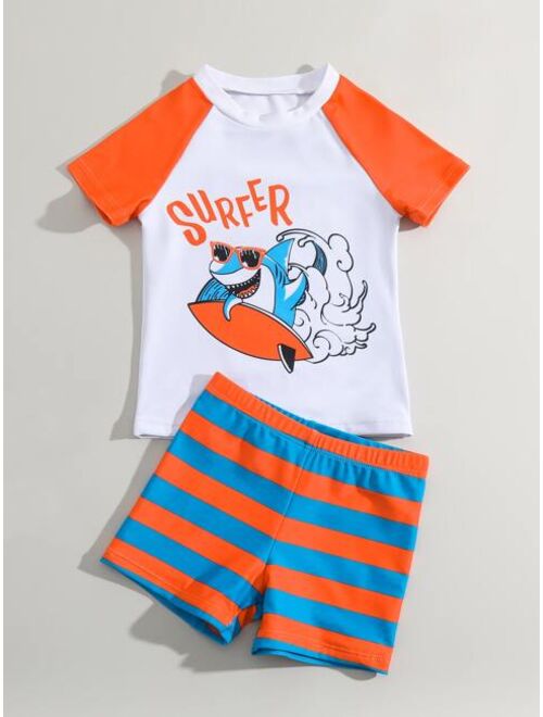 Toddler Boys Cartoon Letter Graphic Swimsuit