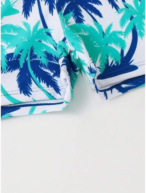 Toddler Boys Palm Tree Print Beach Swimsuit