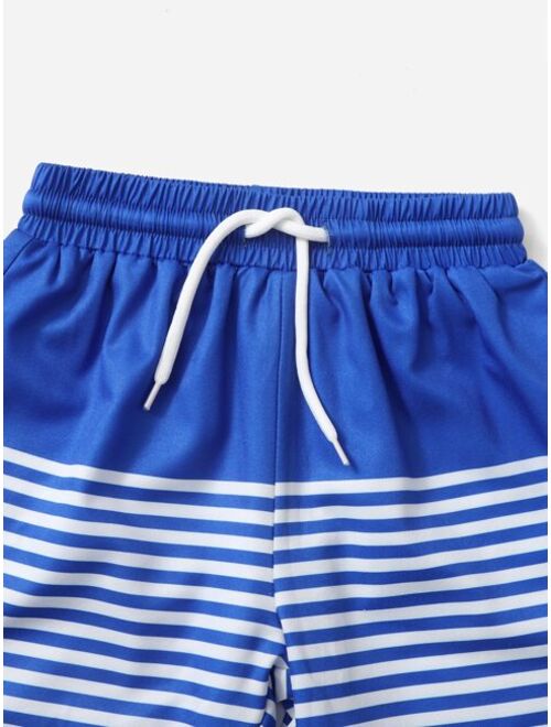 Toddler Boys Striped Drawstring Swim Shorts