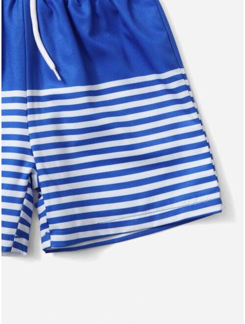 Toddler Boys Striped Drawstring Swim Shorts