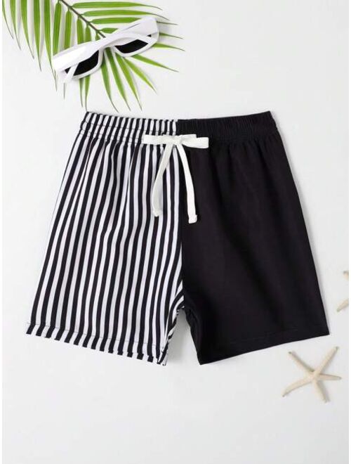 Toddler Boys Striped Drawstring Waist Swim Shorts