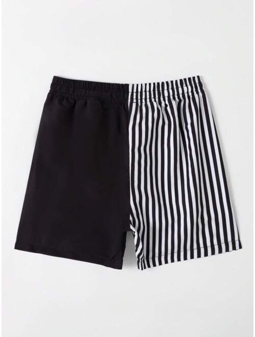 Toddler Boys Striped Drawstring Waist Swim Shorts