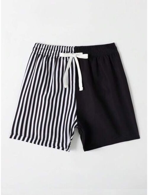 Toddler Boys Striped Drawstring Waist Swim Shorts