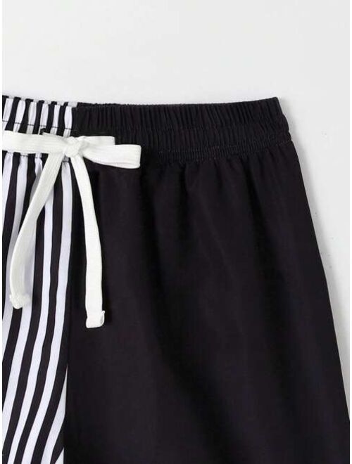 Toddler Boys Striped Drawstring Waist Swim Shorts