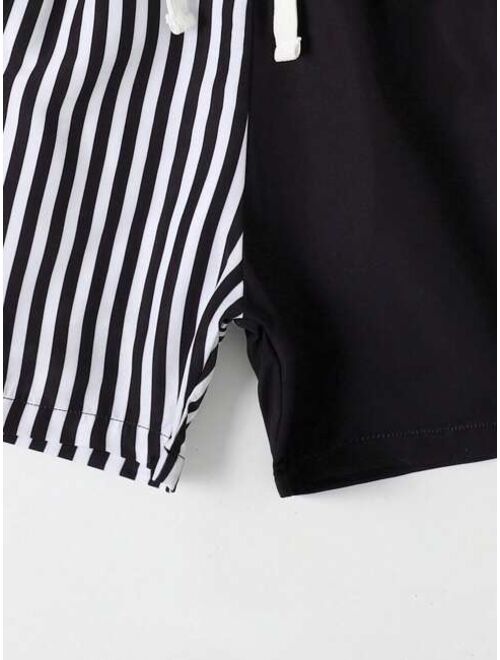 Toddler Boys Striped Drawstring Waist Swim Shorts