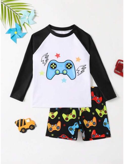 Toddler Boys Gamepad Print Beach Swimsuit