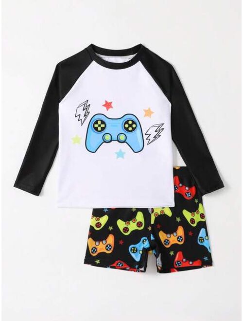 Toddler Boys Gamepad Print Beach Swimsuit