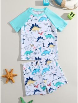 Toddler Boys Dinosaur Print Beach Swimsuit