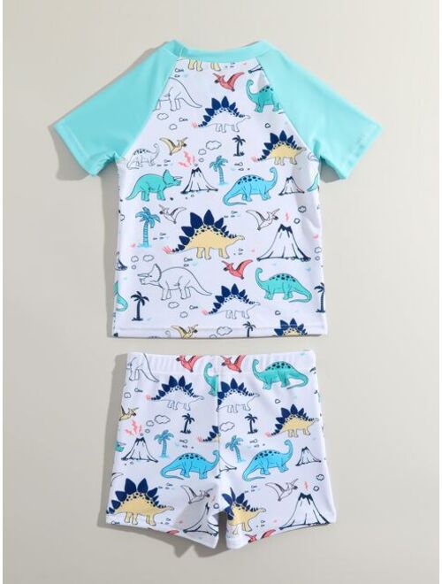 Toddler Boys Dinosaur Print Beach Swimsuit